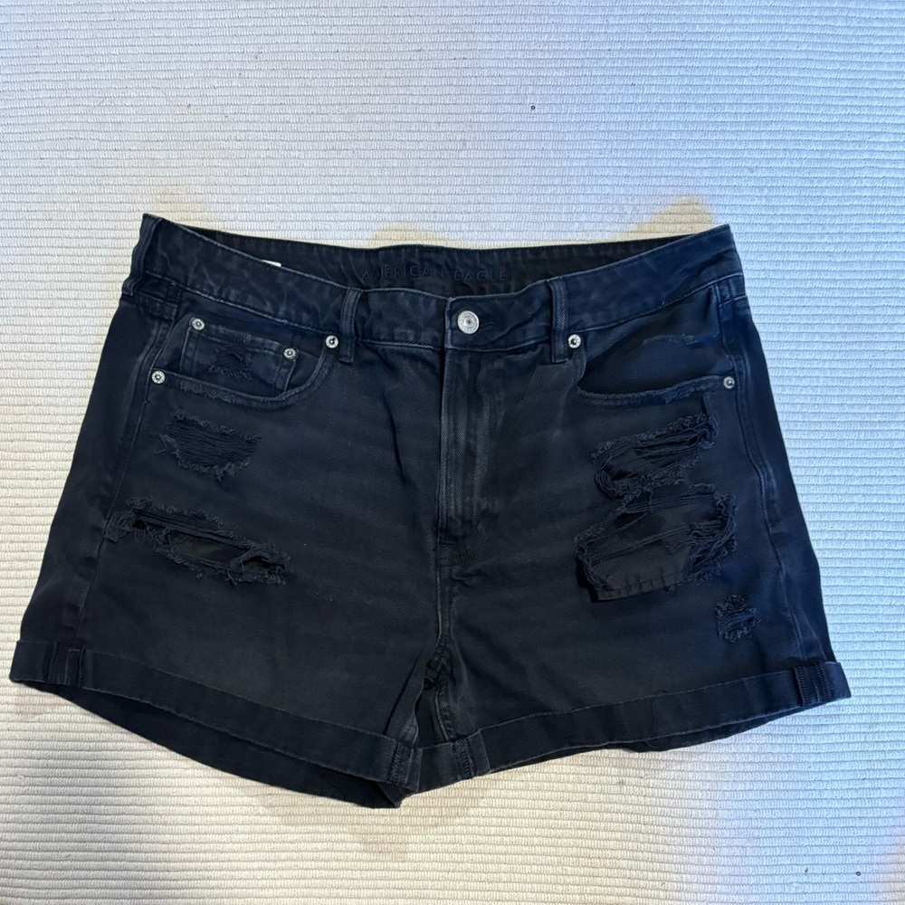 American Eagle Black Distressed Jean Shorts
